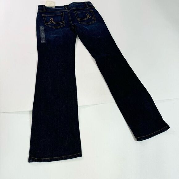Ann Taylor LOFT Jeans Womens 4 Blue Dark-Wash Solid Mid-Rise Wide-Leg Original B - Picture 8 of 9